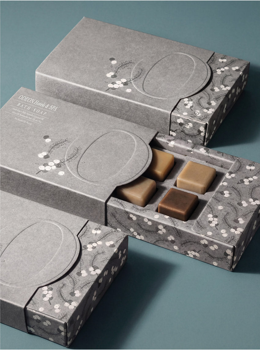 Sleeve and Tray Box + Interlocking Cutout Nest - For Ultra-luxury / Hotel soaps