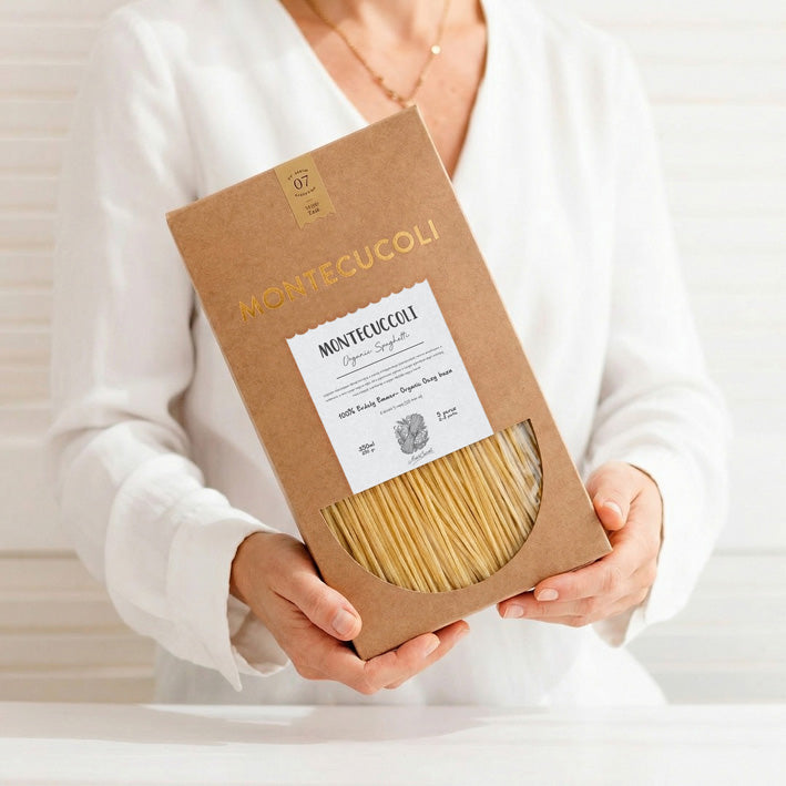 Tuck End  Box ( with window ) - Packaging - For Speciality Pasta + Stamp Label