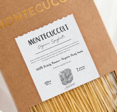 Tuck End  Box ( with window ) - Packaging - For Speciality Pasta + Stamp Label