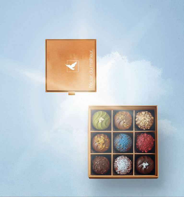 Double Wall Lid Box + Cardboard criss-cross insert&nbsp; - For 9 Praline