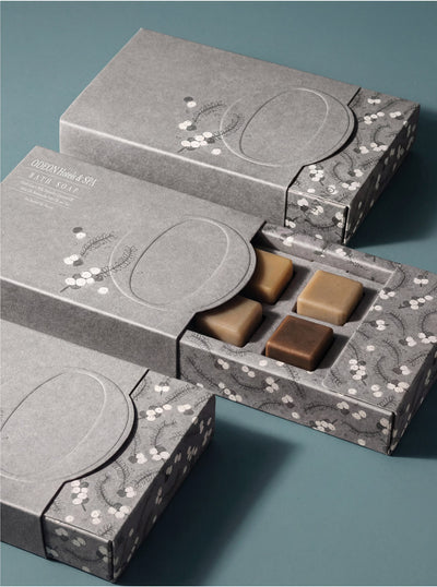 Sleeve and Tray Box + Interlocking Cutout Nest - For Ultra-luxury / Hotel soaps