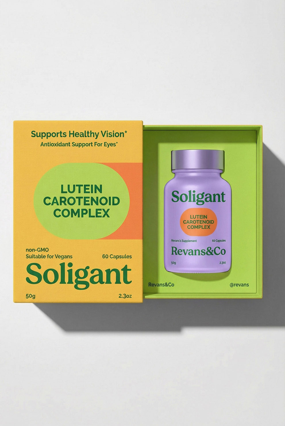 Sleeve and Tray Box + Interlocking Cutout Nest - For Dietary Supplements