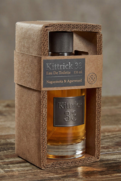 Double Sleeve - Sustainable Box for Eau De Toilette + Stamp Label ( one or each Sleeve) +Self Adhesive Label (for Bottle)
